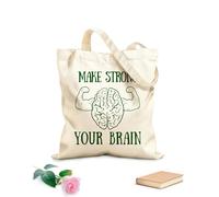 AILOONG Citas inspiradoras para fortalecer tu cerebro Bolsos de calicó para mujer Tela de 340g/m² de grosor Plegable