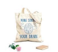 AILOONG Citas inspiradoras para fortalecer tu cerebro Bolsos de calicó para mujer Tela de 340g/m² de grosor Plegable