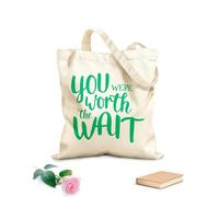 AILOONG Citas inspiradoras sobre la valía de la espera Bolsos de hombro de lona de algodón Tela de 340g/m² de grosor Se usa como bolsa de herramientas