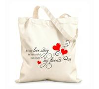 AILOONG Citas románticas: Toda historia de amor es una pareja. Bolsos de calicó para mujer Tela de 12 oz de grosor Plegable 25x30cm Pequeño