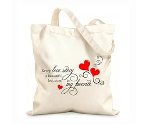 AILOONG Citas románticas: Toda historia de amor es una pareja. Bolsos de calicó para mujer Tela de 12 oz de grosor Plegable 25x30cm Pequeño