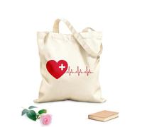 AILOONG Clínica de latidos del corazón de Medical Cross Health Care Bolsa de compras de lona de algodón Tela de 340g/m² de grosor Se usa como bolsa de regalo