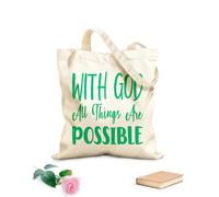 AILOONG Con Dios todo es posible - Carta cita Bolsa de lona con fondo reforzado Tela de 340g/m² de grosor Se usa como bolsa de regalo
