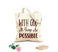 AILOONG Con Dios todo es posible - Carta cita Bolsa de lona con fondo reforzado Tela de 340g/m² de grosor Se usa como bolsa de regalo