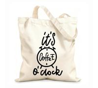 AILOONG Conjunto de citas y formas caligráficas dibujadas a mano con temática de café Bolsa de tela con asa plana Tela de 12 oz de grosor Sustituye a la mochila escolar 31x36cm Mediano