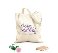 AILOONG Coraje, querido corazón, C.S. Lewis, frases para niños, niñas, hogar Bolsa de lona para vino Tela de 340g/m² de grosor Combina con la ropa