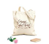AILOONG Coraje, querido corazón, C.S. Lewis, frases para niños, niñas, hogar Bolsa de lona para vino Tela de 340g/m² de grosor Combina con la ropa