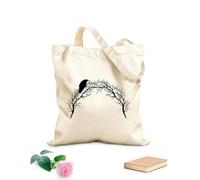 AILOONG Cuervo sentado sobre ramas desnudas de árboles en estilo gótico Bolsa de compras de lona de algodón Tela de 12 oz de grosor Se usa como bolsa de regalo 31x36cm Mediano