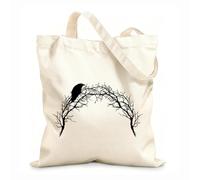 AILOONG Cuervo sentado sobre ramas desnudas de árboles en estilo gótico Bolsa de compras de lona de algodón Tela de 12 oz de grosor Se usa como bolsa de regalo 25x30cm Pequeño