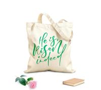 AILOONG De hecho, ha resucitado caligrafía letras Pascua Jesús saludo frase Bolsas reutilizables para la compra Tela de 340g/m² de grosor Plegable