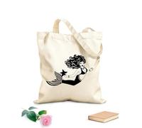AILOONG Dibujos animados Hermosa apelación Sirena Bolsa de compras de lona de algodón Tela de 12 oz de grosor Se usa como bolsa de regalo 25x30cm Pequeño