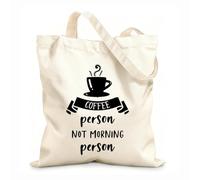 AILOONG Diseño con temática de café para personas que no son madrugadoras. Bolsa de tela con asa plana Tela de 12 oz de grosor Sustituye a la mochila escolar 25x30cm Pequeño