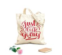 AILOONG Diseño de cita motivacional tipográfica Simplemente sigue adelante Bolsas de lona con estampados personalizables Tela de 340g/m² de grosor Combina con la ropa