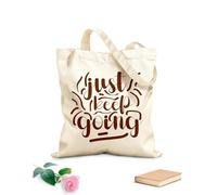 AILOONG Diseño de cita motivacional tipográfica Simplemente sigue adelante Bolsas de lona con estampados personalizables Tela de 340g/m² de grosor Combina con la ropa