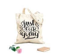 AILOONG Diseño de cita motivacional tipográfica Simplemente sigue adelante Bolsas de lona con estampados personalizables Tela de 12 oz de grosor Combina con la ropa 35x40cm Grande