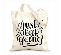 AILOONG Diseño de cita motivacional tipográfica Simplemente sigue adelante Bolsas de lona con estampados personalizables Tela de 12 oz de grosor Combina con la ropa 35x40cm Grande