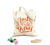 AILOONG Diseño de cita motivacional tipográfica Simplemente sigue adelante Bolsas de lona con estampados personalizables Tela de 340g/m² de grosor Combina con la ropa