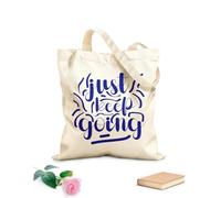 AILOONG Diseño de cita motivacional tipográfica Simplemente sigue adelante Bolsas de lona con estampados personalizables Tela de 340g/m² de grosor Combina con la ropa