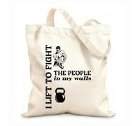 AILOONG Diseño de gimnasio fitness que levanto para luchar contra la gente en mis paredes Bolsa de lona con fondo reforzado Tela de 12 oz de grosor Se usa como bolsa de regalo 25x30cm Pequeño