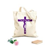 AILOONG Diseño de imágenes prediseñadas de Jesucristo y Jesús hijo de Dios Bolsa de tela con asa plana Tela de 340g/m² de grosor Sustituye a la mochila escolar