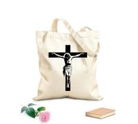 AILOONG Diseño de imágenes prediseñadas de Jesucristo y Jesús hijo de Dios Bolsa de tela con asa plana Tela de 12 oz de grosor Sustituye a la mochila escolar 25x30cm Pequeño