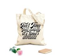 AILOONG Diseño de manualidades con citas de letras de aventuras. Bolsas reutilizables para la compra Tela de 12 oz de grosor Plegable 25x30cm Pequeño