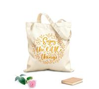 AILOONG disfruta de las pequeñas cosas Bolsa de lona con fondo reforzado Tela de 340g/m² de grosor Se usa como bolsa de regalo