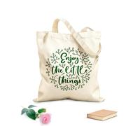 AILOONG disfruta de las pequeñas cosas Bolsa de lona con fondo reforzado Tela de 340g/m² de grosor Se usa como bolsa de regalo
