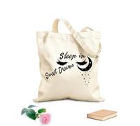 AILOONG Duerme dulces sueños Luna Estrellas Noche Bolsa de lona sin blanquear Tela de 12 oz de grosor Se usa como bolsa de herramientas 35x40cm Grande