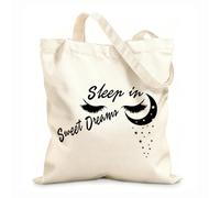 AILOONG Duerme dulces sueños Luna Estrellas Noche Bolsa de lona sin blanquear Tela de 12 oz de grosor Se usa como bolsa de herramientas 35x40cm Grande