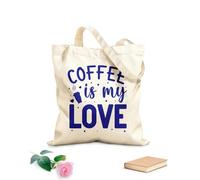 AILOONG El café es mi diseño de amor Bolsa de tela con asa plana Tela de 340g/m² de grosor Sustituye a la mochila escolar