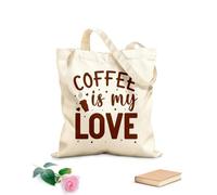 AILOONG El café es mi diseño de amor Bolsa de tela con asa plana Tela de 340g/m² de grosor Sustituye a la mochila escolar
