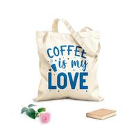 AILOONG El café es mi diseño de amor Bolsa de tela con asa plana Tela de 340g/m² de grosor Sustituye a la mochila escolar