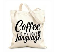 AILOONG El café es mi lenguaje del amor Bolsas reutilizables para la compra Tela de 12 oz de grosor Plegable 25x30cm Pequeño