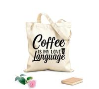 AILOONG El café es mi lenguaje del amor Bolsas reutilizables para la compra Tela de 12 oz de grosor Plegable 25x30cm Pequeño
