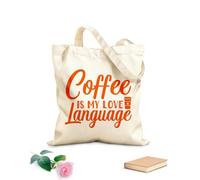 AILOONG El café es mi lenguaje del amor Bolsas reutilizables para la compra Tela de 340g/m² de grosor Plegable