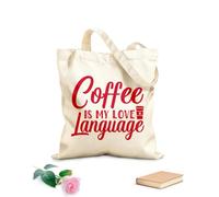 AILOONG El café es mi lenguaje del amor Bolsas reutilizables para la compra Tela de 340g/m² de grosor Plegable