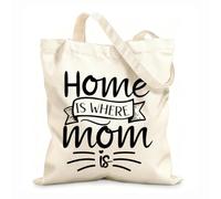 AILOONG El hogar es donde está mamá Bolsos de hombro de lona de algodón Tela de 12 oz de grosor Se usa como bolsa de herramientas 35x40cm Grande