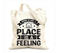 AILOONG El hogar no es un lugar, es un sentimiento, cita tipográfica Bolsas de lona con estampados personalizables Tela de 12 oz de grosor Combina con la ropa 31x36cm Mediano