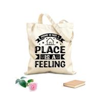 AILOONG El hogar no es un lugar, es un sentimiento, cita tipográfica Bolsas de lona con estampados personalizables Tela de 12 oz de grosor Combina con la ropa 35x40cm Grande