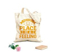 AILOONG El hogar no es un lugar, es un sentimiento, cita tipográfica Bolsas de lona con estampados personalizables Tela de 340g/m² de grosor Combina con la ropa