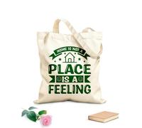 AILOONG El hogar no es un lugar, es un sentimiento, cita tipográfica Bolsas de lona con estampados personalizables Tela de 340g/m² de grosor Combina con la ropa