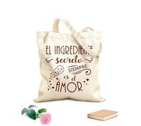 AILOONG El ingrediente secreto español siempre es el amor. Frases de cocina, secretos familiares, frases de amor y corazón. Bolsos de calicó para mujer Tela de 340g/m² de grosor Plegable