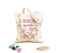 AILOONG El ingrediente secreto español siempre es el amor. Frases de cocina, secretos familiares, frases de amor y corazón. Bolsos de calicó para mujer Tela de 340g/m² de grosor Plegable