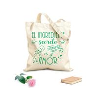 AILOONG El ingrediente secreto español siempre es el amor. Frases de cocina, secretos familiares, frases de amor y corazón. Bolsos de calicó para mujer Tela de 340g/m² de grosor Plegable