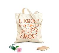 AILOONG El ingrediente secreto español siempre es el amor. Frases de cocina, secretos familiares, frases de amor y corazón. Bolsos de calicó para mujer Tela de 340g/m² de grosor Plegable