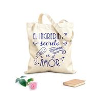 AILOONG El ingrediente secreto español siempre es el amor. Frases de cocina, secretos familiares, frases de amor y corazón. Bolsos de calicó para mujer Tela de 340g/m² de grosor Plegable