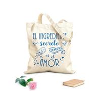AILOONG El ingrediente secreto español siempre es el amor. Frases de cocina, secretos familiares, frases de amor y corazón. Bolsos de calicó para mujer Tela de 340g/m² de grosor Plegable
