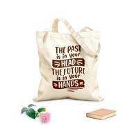 AILOONG El pasado está en tu cabeza, el futuro está en tus manos, diseño de impresión tipográfica. Bolsas reutilizables para la compra Tela de 340g/m² de grosor Plegable