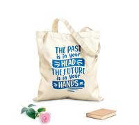 AILOONG El pasado está en tu cabeza, el futuro está en tus manos, diseño de impresión tipográfica. Bolsas reutilizables para la compra Tela de 340g/m² de grosor Plegable